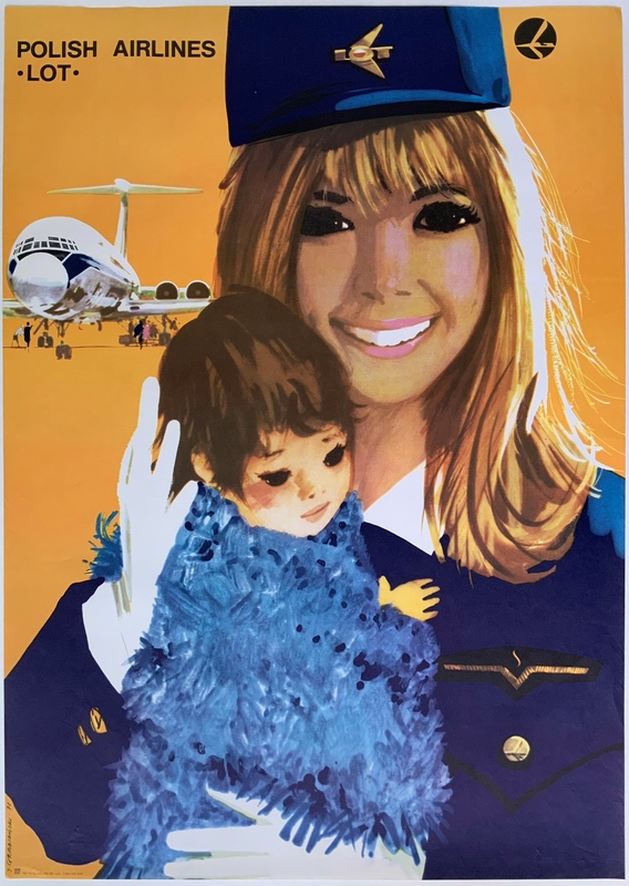 Polish Airlines 'LOT'. Stewardess with a chilld — Janusz Grabiański